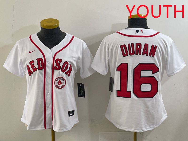 Youth 2025 Boston Red Sox 16 Duran White Game Nike MLB Jersey style 7